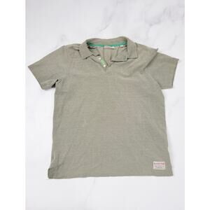 Scotch & Soda Polo Shirt M Green Textured Short Sleeve “Have a Nice Day” Collar